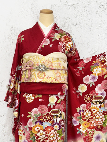 【振袖】赤・牡丹/菊