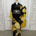 【振袖】黒/黄色・薔薇/蝶