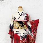 【振袖】白/赤・蝶
