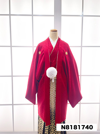 【男性袴】赤・菊菱