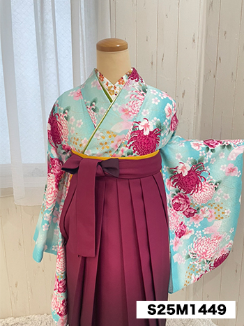 【卒業袴】水色・菊