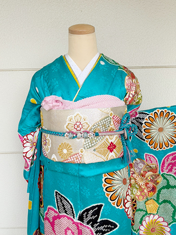 【振袖】水色・菊