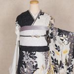 【振袖】白/黒・藤の花