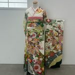 【振袖】白/緑・菊