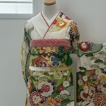 【振袖】白/緑・菊