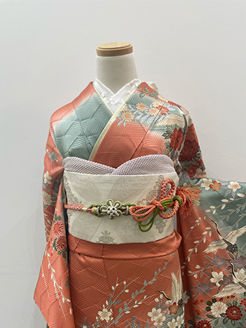 【振袖】ピンク・牡丹/桜/鶴