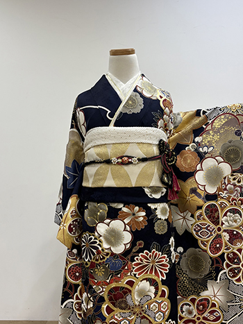 【振袖】紺・菊