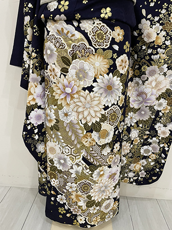【振袖】紺・桜