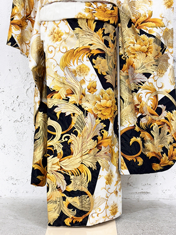 【振袖】白/金/黒・花