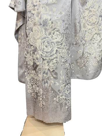 【振袖】グレー・牡丹