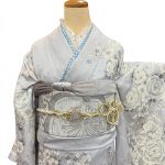 【振袖】グレー・牡丹