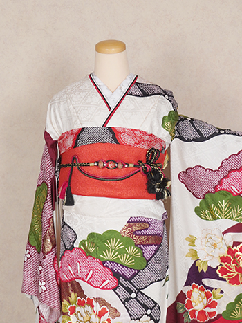 【振袖】白・松