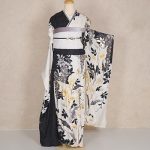 【振袖】白/黒・藤の花