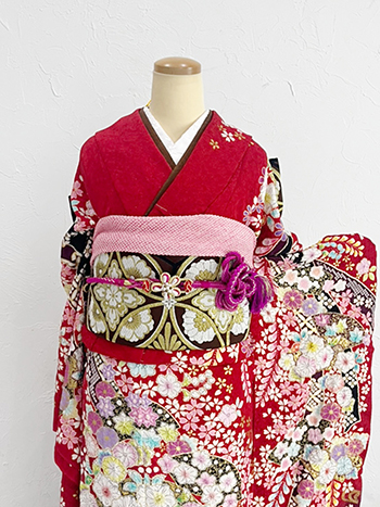 【振袖】赤・辻が花