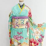 【振袖】水色/黄色・椿