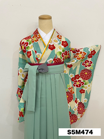 【卒業袴】水色・椿