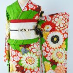 【振袖】黄緑・菊