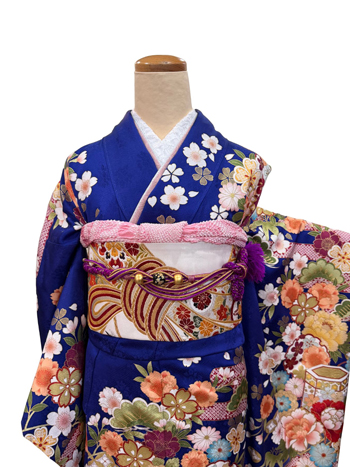 【振袖】青・牡丹