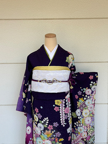 【振袖】紺・桜
