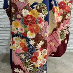 【振袖】青・牡丹・しぼり