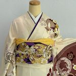 【振袖】ｸﾘｰﾑ・鶴