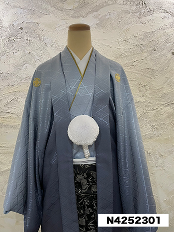 【男性袴】ｸﾞﾚｰ･菊菱