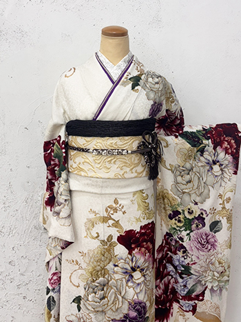 【振袖】白・薔薇