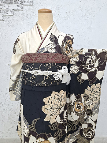 【振袖】黒・薔薇