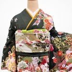 【振袖】緑・牡丹・金彩