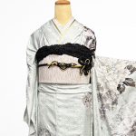 【振袖】ｸﾞﾚｰ・牡丹