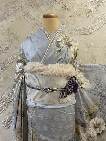 【振袖】水色・牡丹