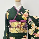 【振袖】緑・蝶