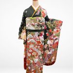 【振袖】緑・牡丹・金彩
