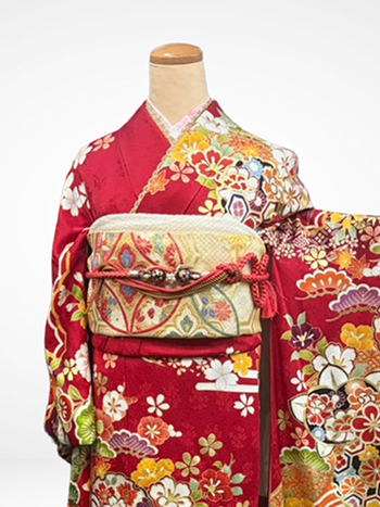 【振袖】赤・梅・芍薬