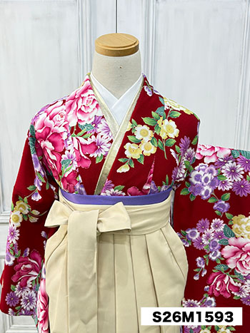 【卒業袴】赤・薔薇