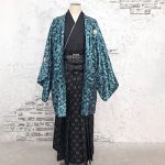 【男性袴】緑・牡丹