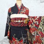 【振袖】黒・薔薇