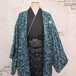 【男性袴】緑・牡丹